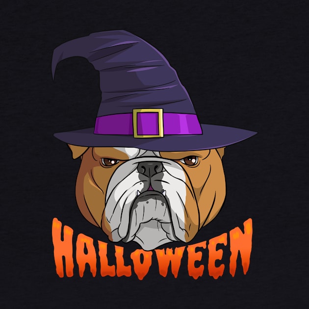 English Bulldog Witch Happy Halloween by Noseking